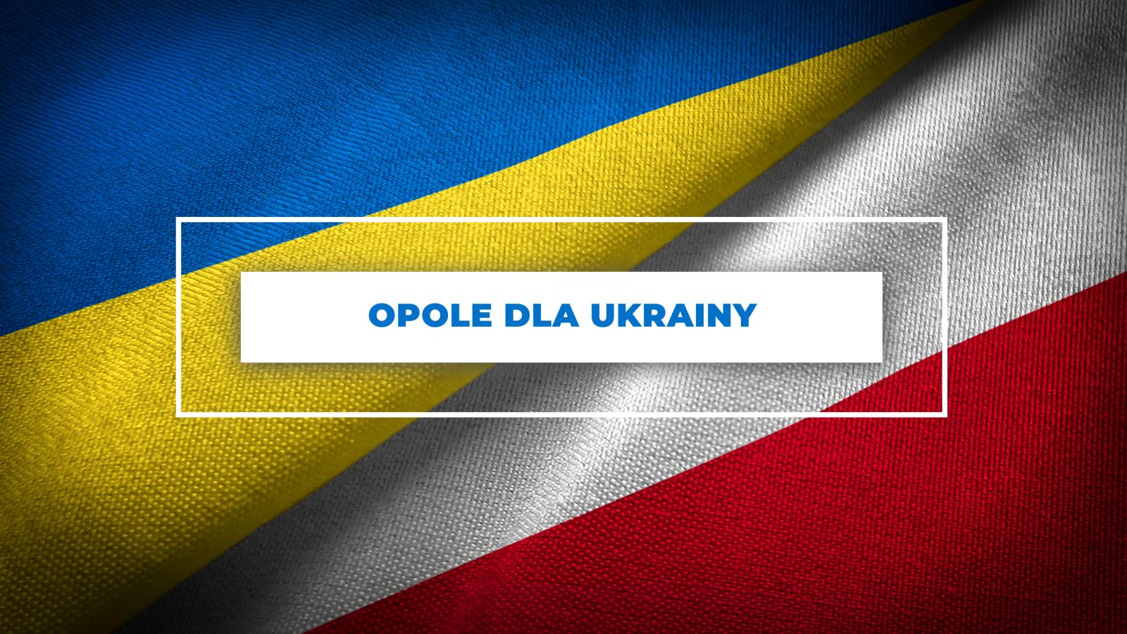 Opole dla Ukrainy banner z flagami