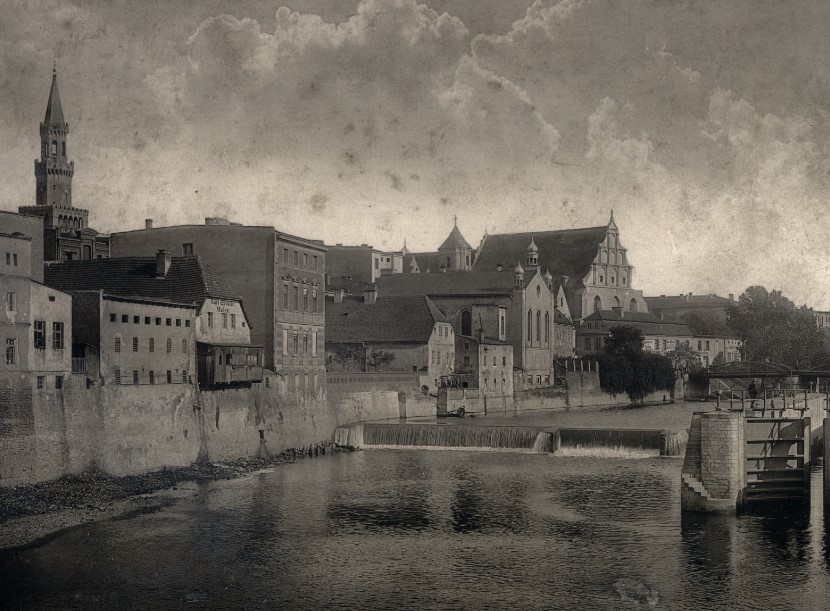 Fragment Młynówki, w głębi Kościół Franciszkanów, ok. 1890 r.