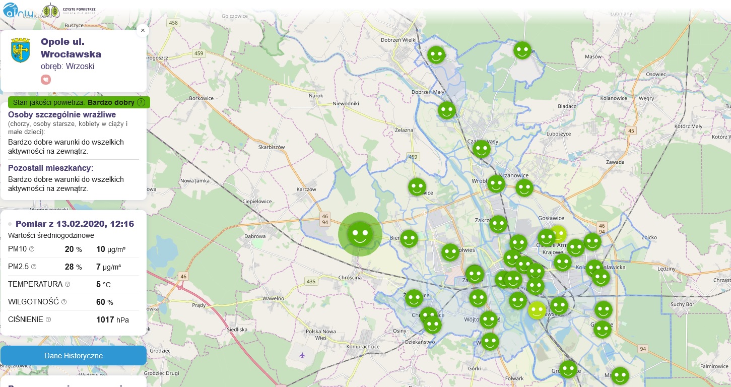 Monitoring wspomagający ocenę jakości powietrza w mieście Opolu