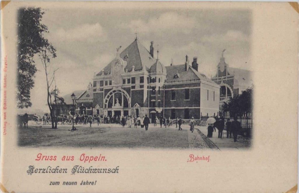 Nowy gmach dworca, karta pocztowa, wyd. E. Raabe, opole, 1899 rok.