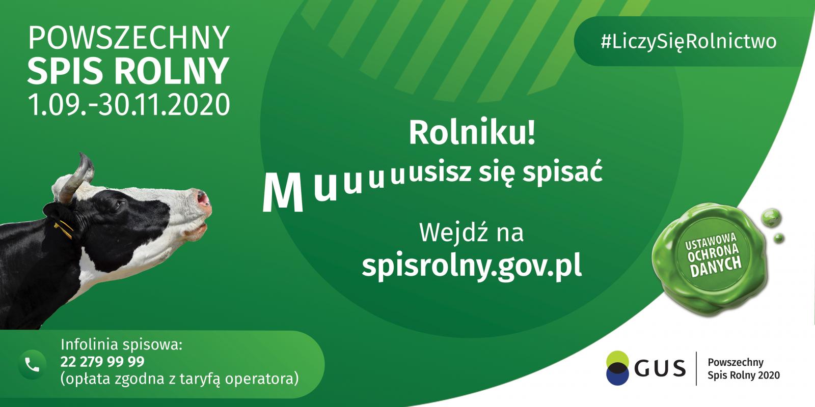 Bilbord promujący Powszechny Spis Rolny 2020