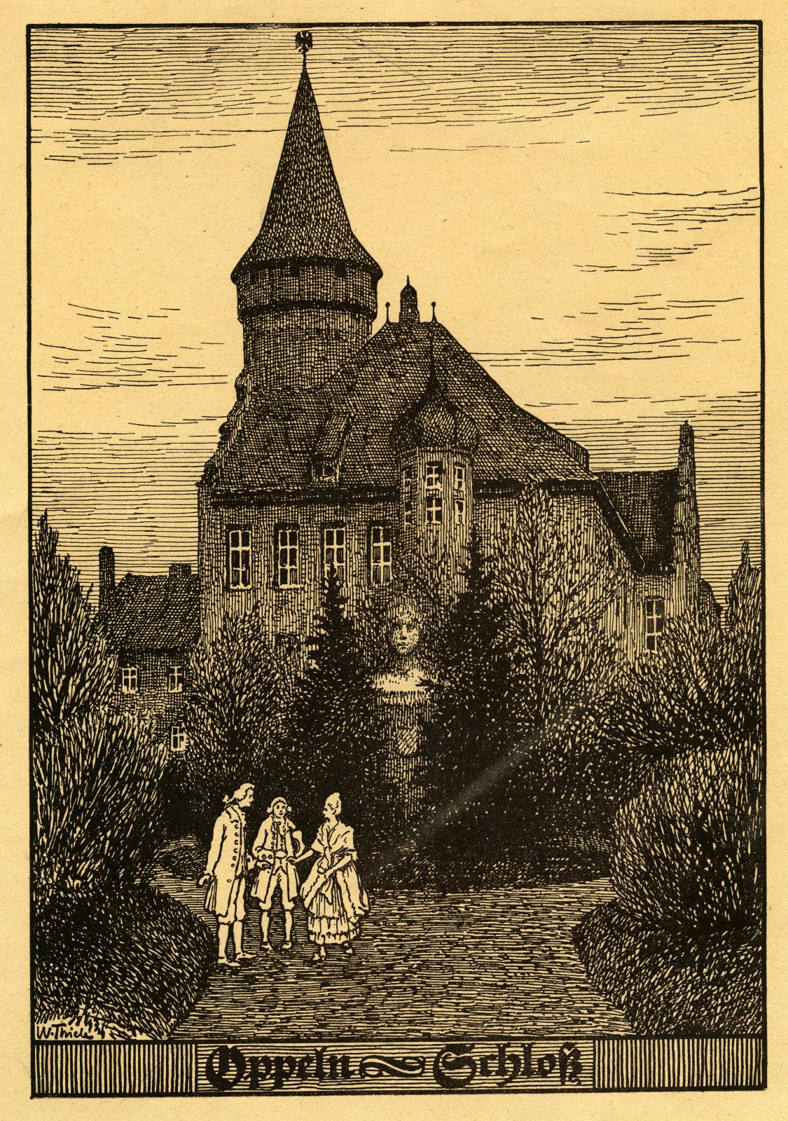 Zamek Piastowski, rys. W. Thiele, ok. 1930 roku.