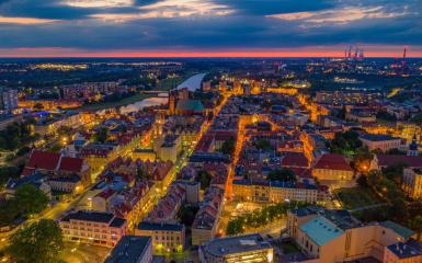Panorama wieczorna Opola