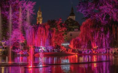 Staw zamkowy z grającą fontanną