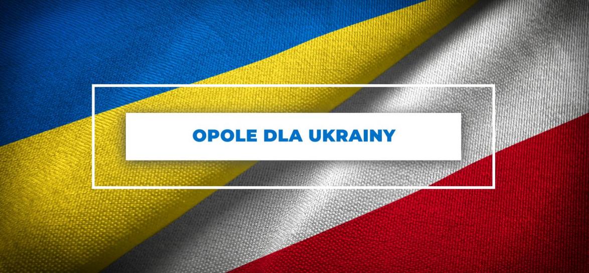 Opole dla Ukrainy banner z flagami