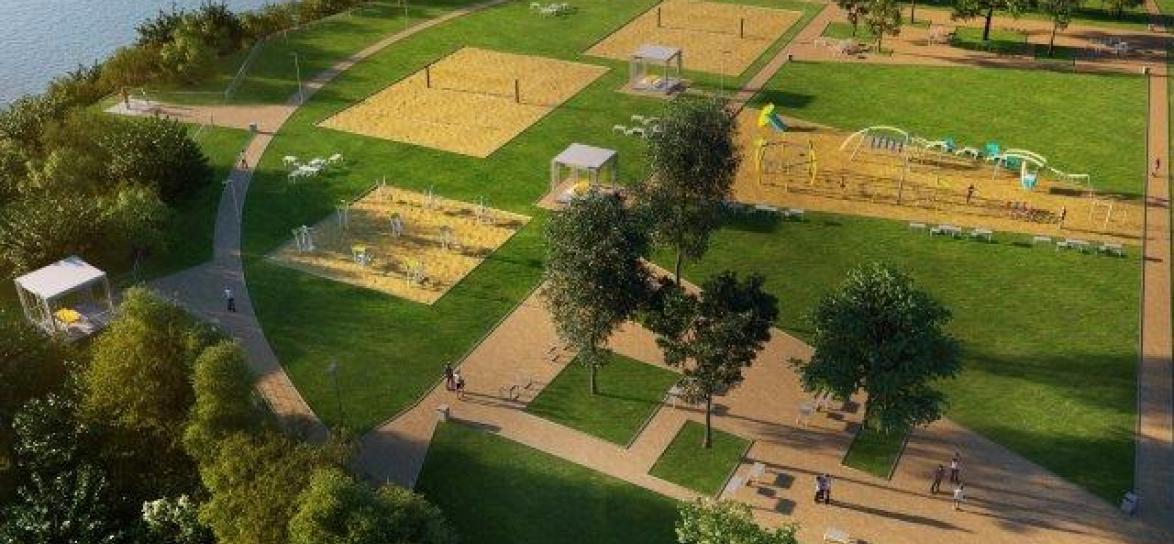 Widok na zielony plac z góry