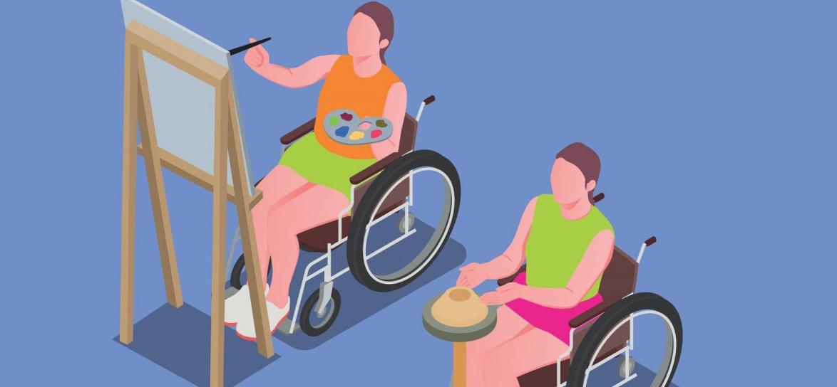 osoba malująca na wózku