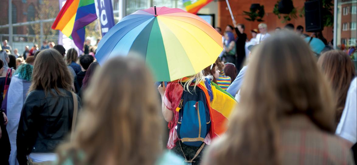 marsz, tolerancja, parasol tęczowy